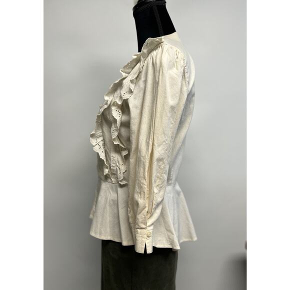 Vintage Victorian Lace Ruffle Cottage Core Western Prairie Coquette Top Medium - Picture 5 of 16